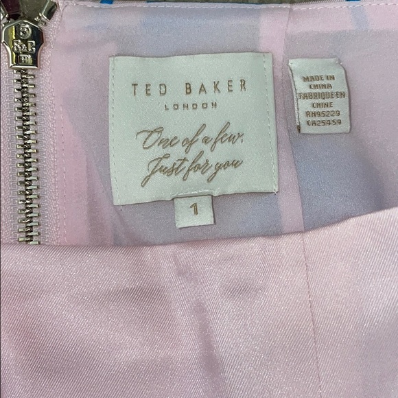 TED BAKER Pink Blue Floral Asymmetrical Midi Skirt - Picture 9 of 11